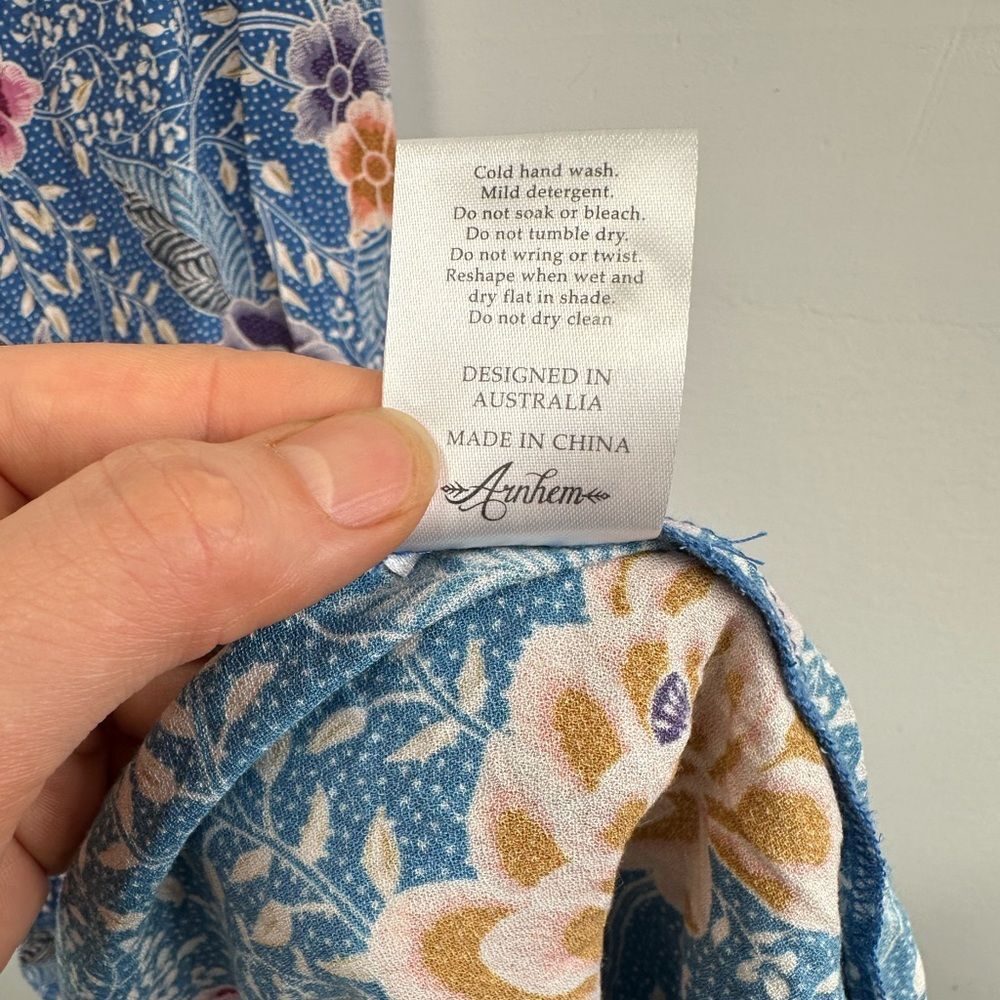 Arnhem Leilani Strappy Slip Dress In Floral Reef Blue Spaghetti Straps Size 6 - Picture 6 of 7